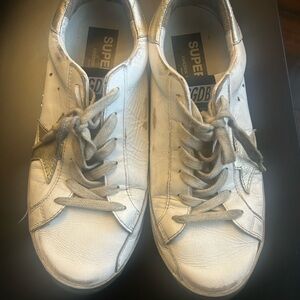 Golden Goose White Sneakers with Silver Accents